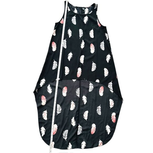 Shein Black Feather Print Sleeveless Maxi Dress Size M - Picture 10 of 12